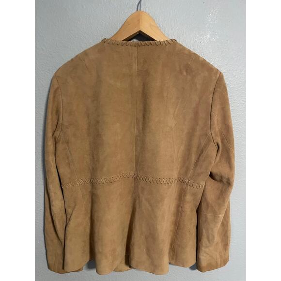 Michael Kors Jacket Womens Large Suede Leather Open Front Boho Detail - Picture 2 of 9